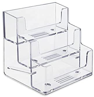 SOURCE ONE 3 Pocket Premium Clear Acrylic Business Card Holder (10 Pack)
