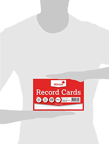 Silvine 8x5" White Record Cards - Lined with Headline, 100 Cards per Pack. Ref 585W (203 x 127mm)