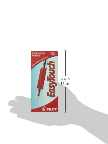 PILOT EasyTouch Ballpoint Stick Pens, Medium Point, Red Ink, 12-Pack (32012)