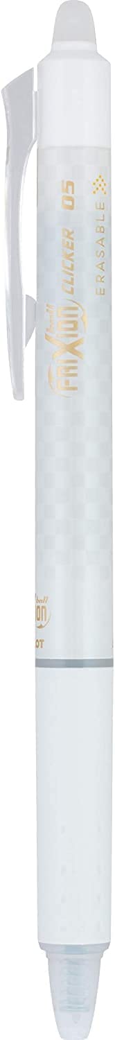 PILOT Frixion Erasable Pens 0.5 Ball Clicker Gel Ink Retractable Pen - Extra Fine Point - White