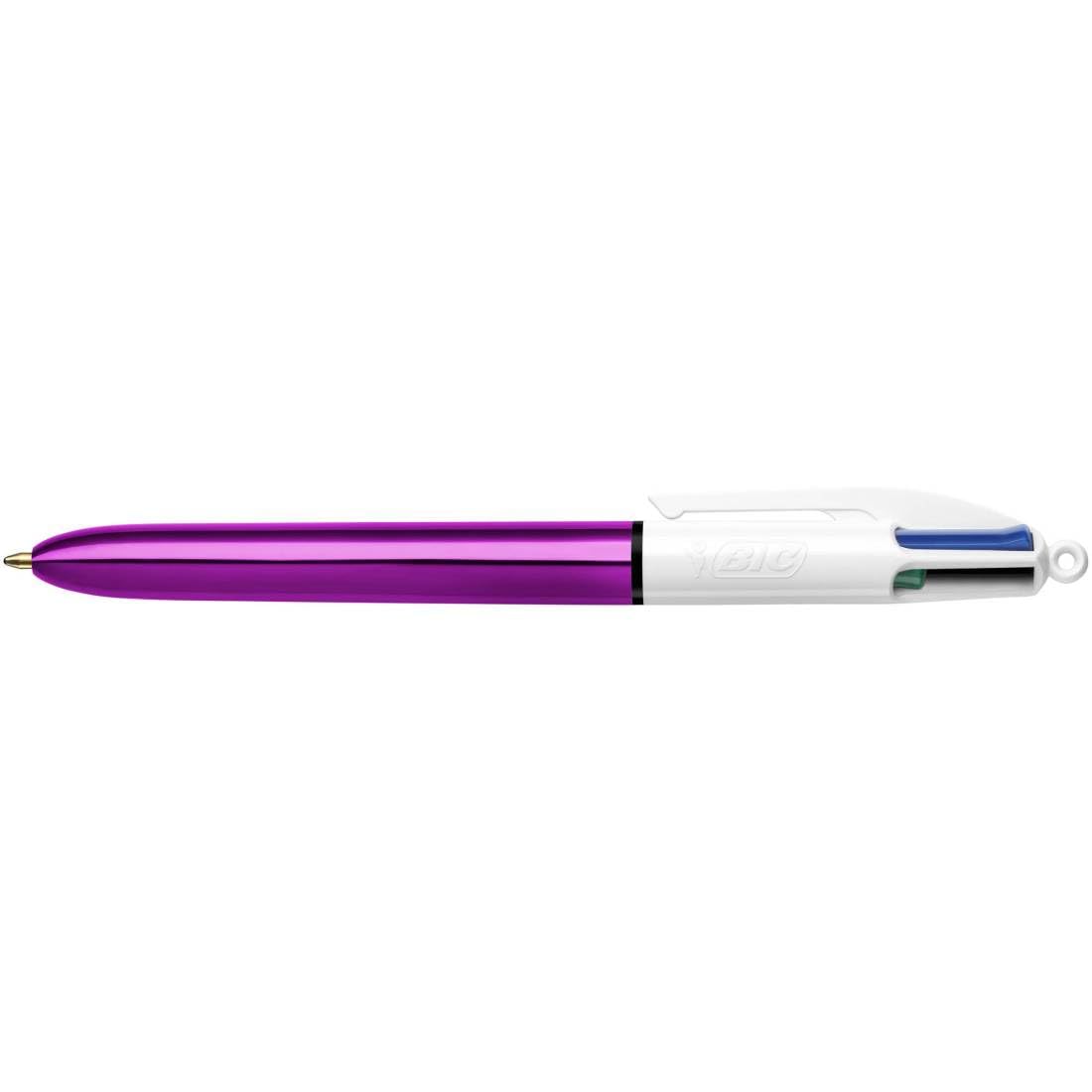 BIC 4 Colours Shine Retractable Ballpoint Pens, Medium Point (1.0 mm) - Assorted Metallic Barrels
