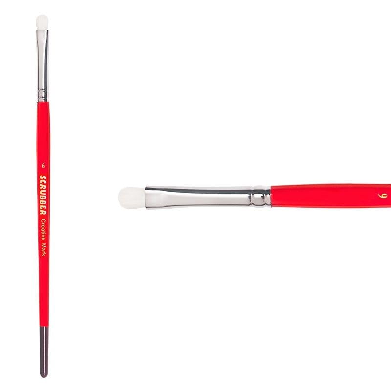 Creative Mark Scrubber Watercolor Brushes Size #6 - Professional Watercolor Brushes for Scrubbing