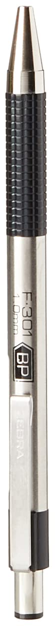 Zebra Pen 21971 1.0mm F-301 Stainless Steel Ballpoint Pen - Black