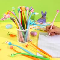 SANNIX 50 Pcs Easter Stress Relief Bobblehead Pens Easter Eggs Bunny Chicken Gnome Shape Pen Fun