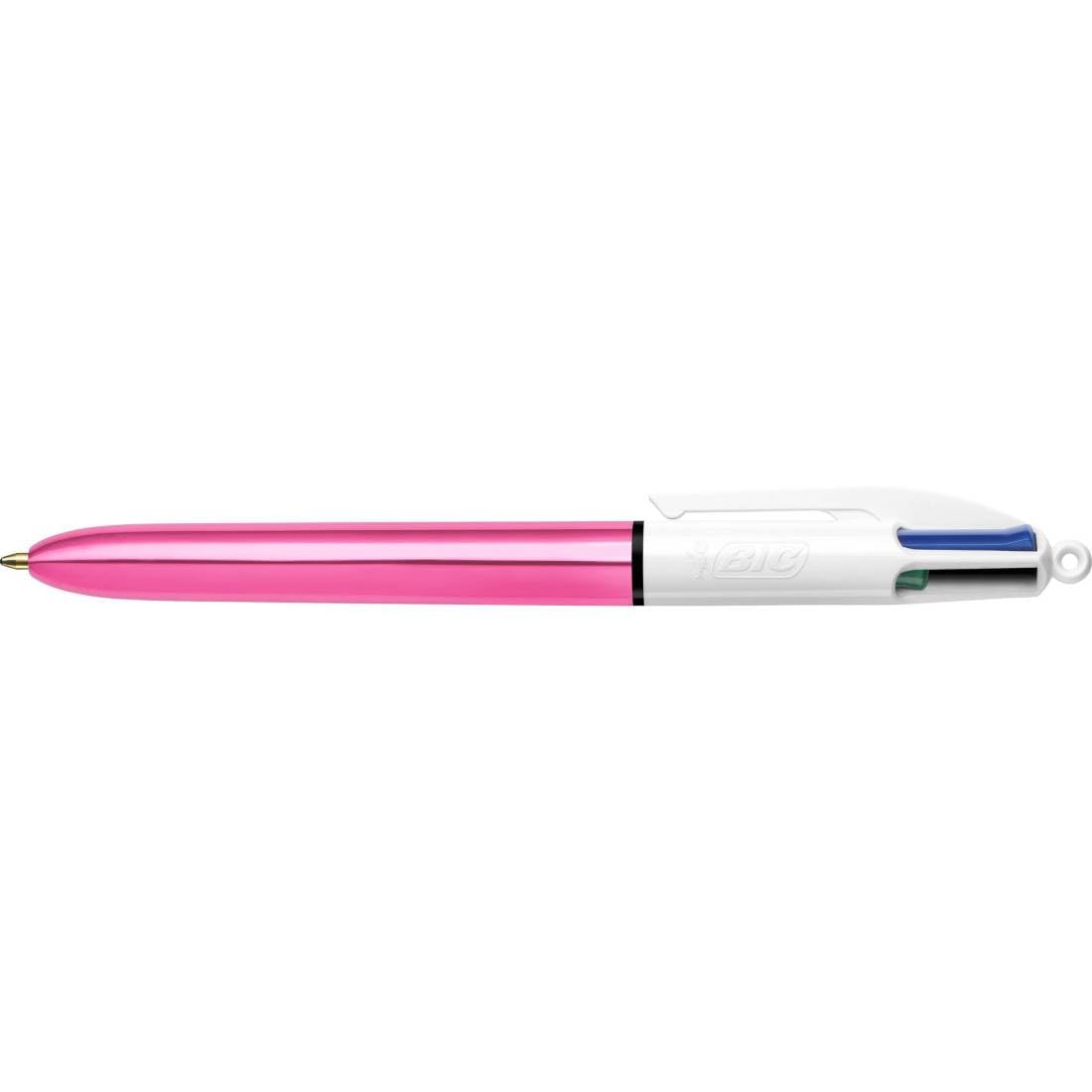 BIC 4 Colours Shine Retractable Ballpoint Pens, Medium Point (1.0 mm) - Assorted Metallic Barrels