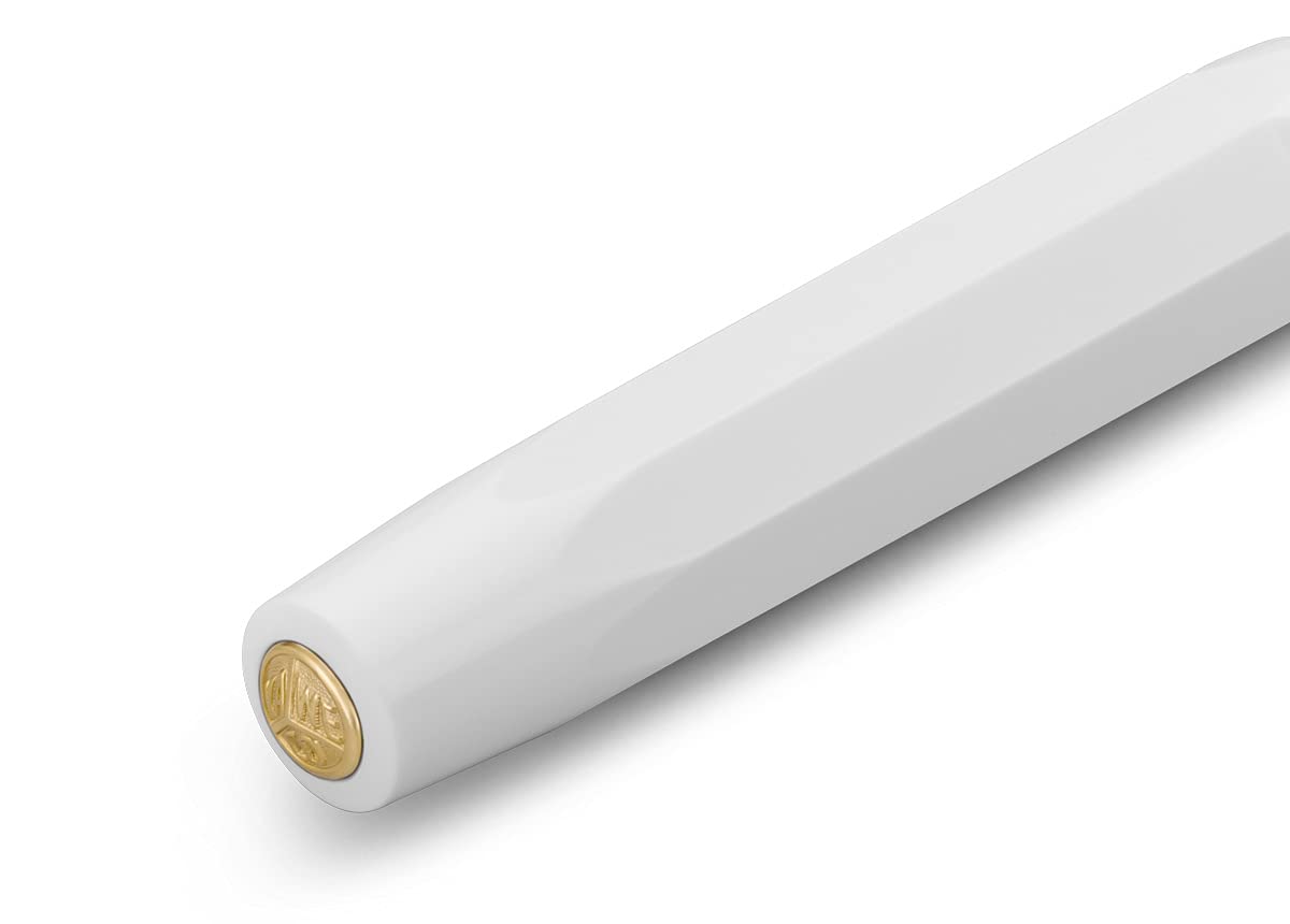 Kaweco CLASSIC SPORT Fountain Pen White with 23 Carat Gold-Plated Steel Nib and Iridium Tip for Ink