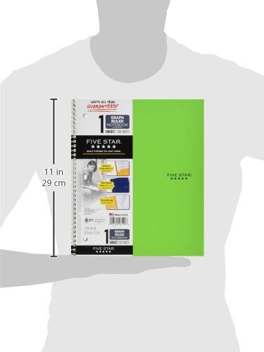 Five Star Spiral Notebook + Study App, 1 Subject, Graph Ruled Paper, 8.5" x 11", 100 Sheets