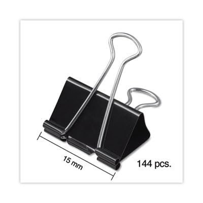 Universal 10199VP Mini Binder Clips, Zip-Seal Bag, 1/4-Inch Capacity, 5/8-Inch Wide, Black, 144/Bag