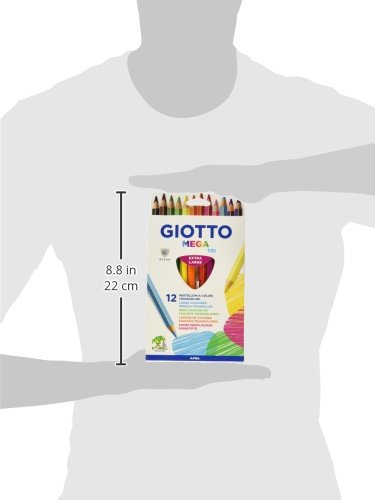 GIOTTO Mega-Tri Chunky Colouring Pencils, 12 Assorted Colours, Ideal for Children, Parties and