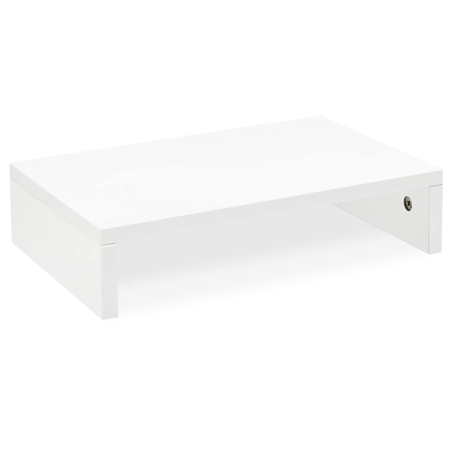 TEAMIX White Monitor Stand Riser for Desk, Small Computer/Laptop Stand Wood