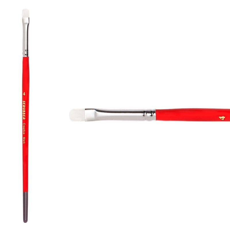 Creative Mark Scrubber Watercolor Brushes Size #4 - Professional Watercolor Brushes for Scrubbing