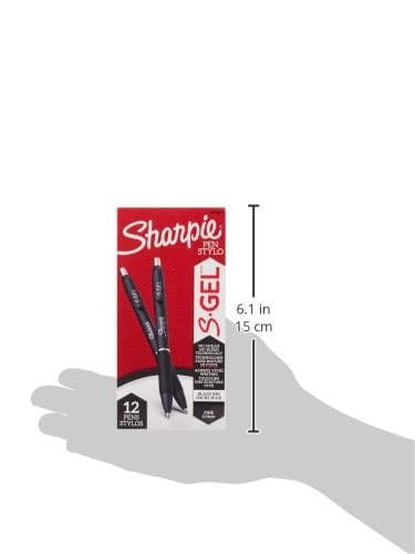 Sharpie S-Gel Pens, Fine Point (0.5mm), Black Ink, 12 count - Ideal for Writing, Journaling