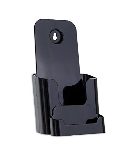 Source One 4 X 9 Inches Tri Fold Brochure Holder with Business Card Holder (6 Pack, Black)