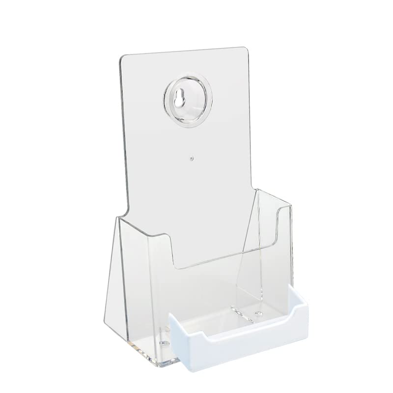 Source One 4 X 9 Inches Tri Fold Brochure Holder with Business Card Holder (1 Pack, White Pocket)
