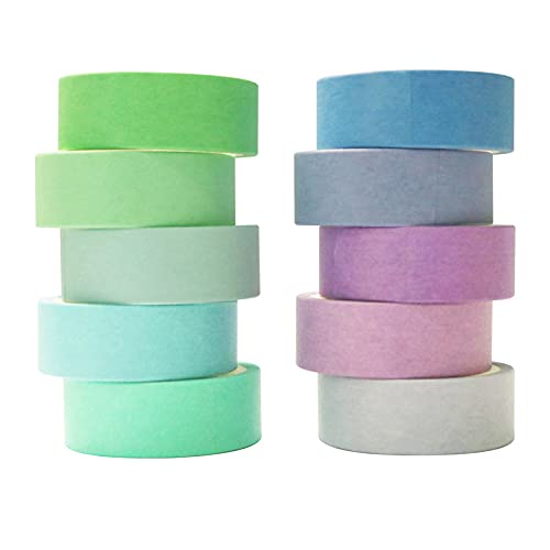 Baijixin Washi Tape Set 20 Rolls - 15 mm Rainbow Colors Decorative Tape