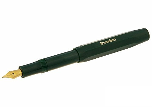 Kaweco CLASSIC SPORT Fountain Pen Green with 23 Carat Gold-Plated Steel Nib and Iridium Tip for Ink