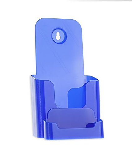 Source One 4 X 9 Inches Tri Fold Brochure Holder with Business Card Holder (1 Pack, Blue)