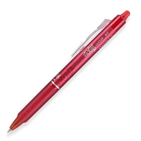 Pilot Frixion Clicker Retractable Erasable Red Gel Ink Pens, 3 Pens 6 Refills