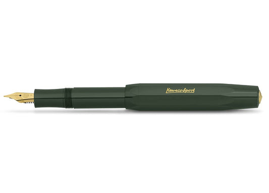 Kaweco CLASSIC SPORT Fountain Pen Green with 23 Carat Gold-Plated Steel Nib and Iridium Tip for Ink