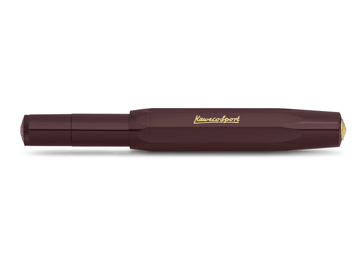 Kaweco CLASSIC SPORT Fountain Pen Bordeaux with 23 Carat Gold-Plated Steel Nib and Iridium Tip for