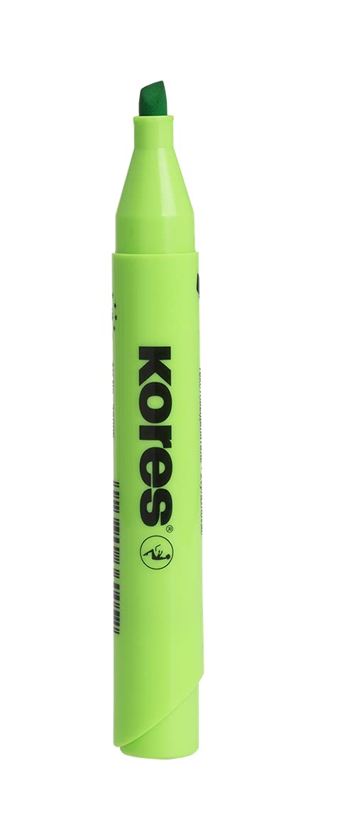 Kores High Liner Plus Highlighter Pens, Chisel Tip, Green, Blister Pack of 1