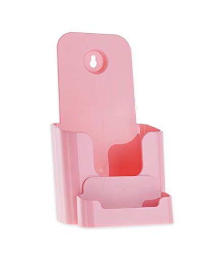 Source One 4 X 9 Inches Tri Fold Brochure Holder with Business Card Holder (6 Pack, Pink)