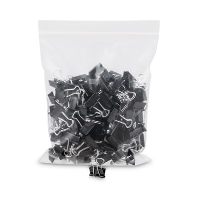 Universal 10199VP Mini Binder Clips, Zip-Seal Bag, 1/4-Inch Capacity, 5/8-Inch Wide, Black, 144/Bag