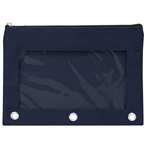 Trail maker 25 Pack Clear Pencil Pouch for 3 Ring Binder Bulk Pencil Pouch Bags for Binder with See