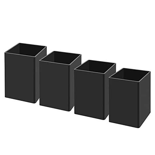 NIUBEE Black Acrylic Pen Holder 4 Pack, Desktop Pencil Cup Stationery Organizer for Office Desk
