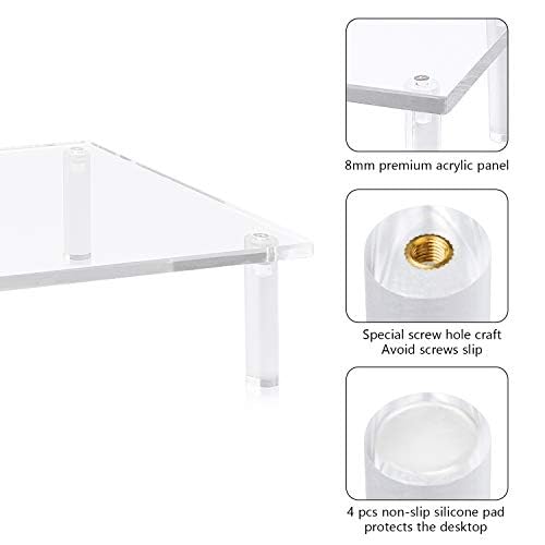 YestBuy Acrylic Monitor Stand Riser, Clear Computer Stand for Laptop, iMac, Pc, Printer, Desktop