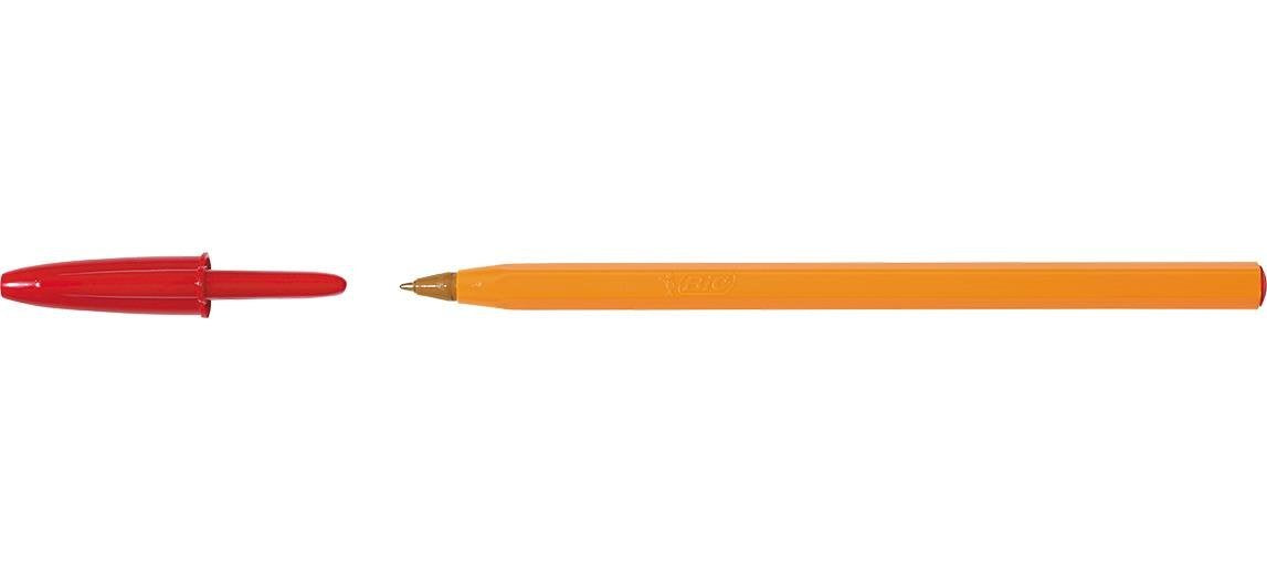 BIC Orange Fine Ballpoint Pens, Fine Point (0.8 mm), Red Ink, Box of 20 - Writing Pens with