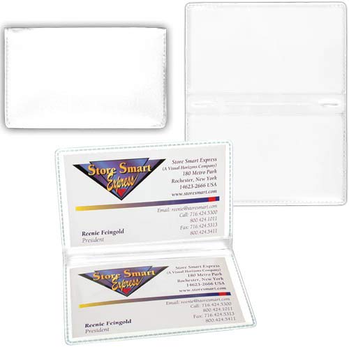 StoreSMART - White Folding Business Card Holders - 20 Pack - Polypropylene Plastic (RPP2915W-20)