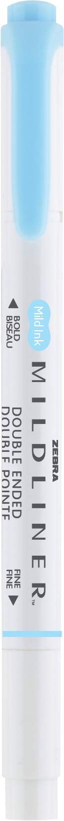 Zebra Pen MILDLINER No Bleed Highlighter, Blue Color, Dual Tip, 12-Pack