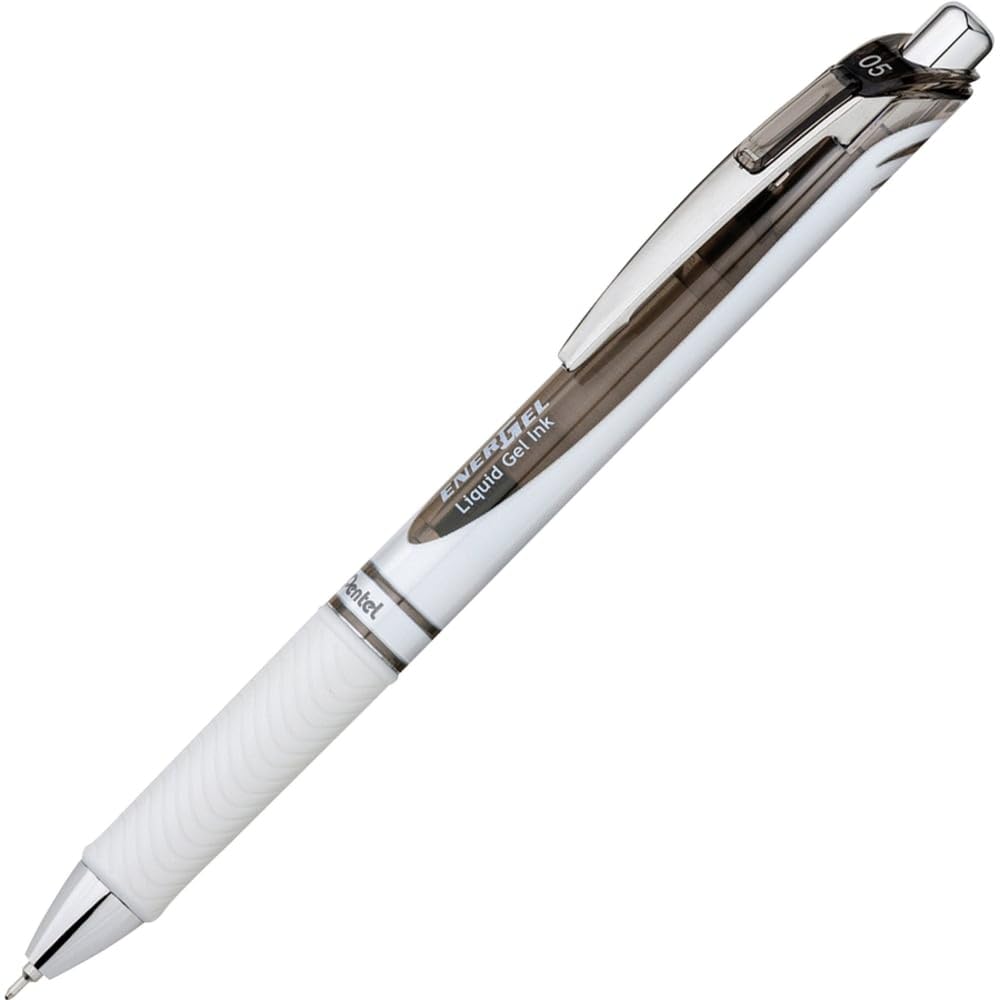 Pentel EnerGel Pearl Deluxe RTX Liquid Gel Pen, 0.5mm, Fine Line, Needle Tip, Black Ink, Box of 12