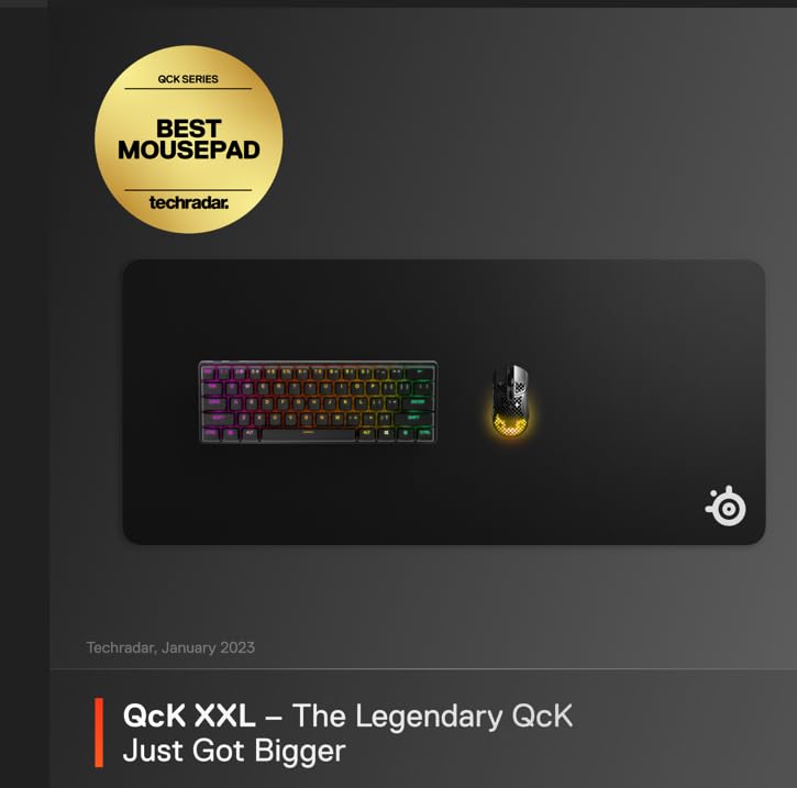 SteelSeries QcK Gaming Mouse Pad - XXL Cloth - Peak Tracking and Stability - Esports Mousepad