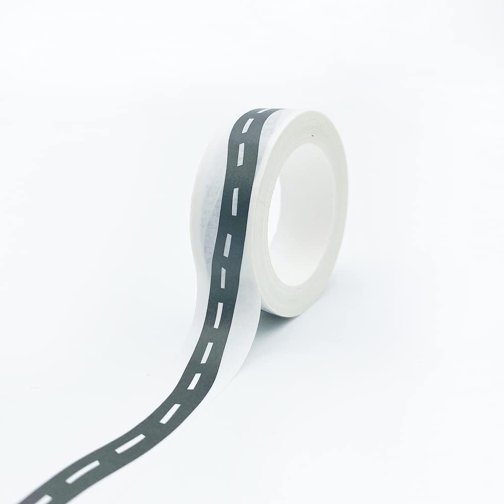 YUBX Highway Washi Tape Set 4 Rolls Black & White Decorative Masking Tapes for Arts, DIY Crafts