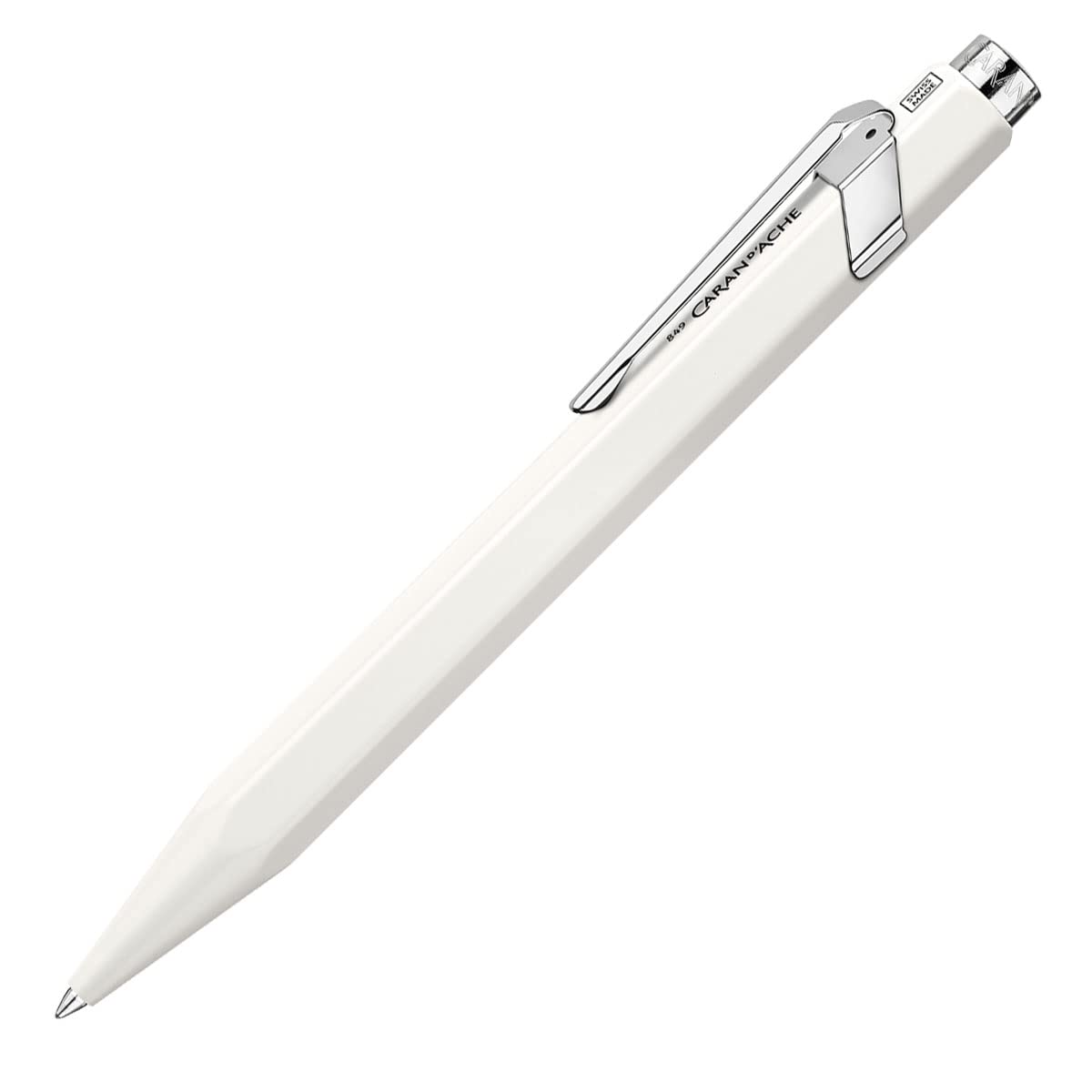 CARAN D'ACHE NF0846-502 Caran d'Ache Ballpoint Pen, Water Based, Matte White, Slim Pack, Genuine