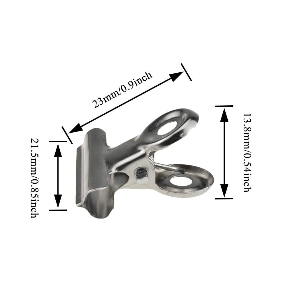 HAHIYO 0.87inch Silver Bulldog Clips Metal File Hinge Binder Clips Clamps Save Space Strong Spring