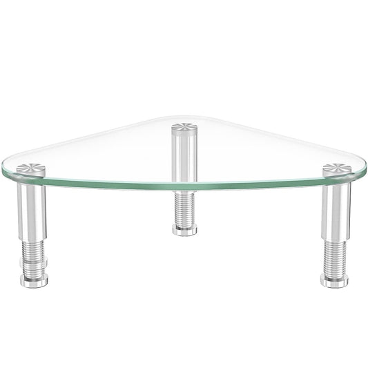 Hemudu Clear Glass Computer Monitor Riser / Triangle Desktop Universal Corner Stand for Computer