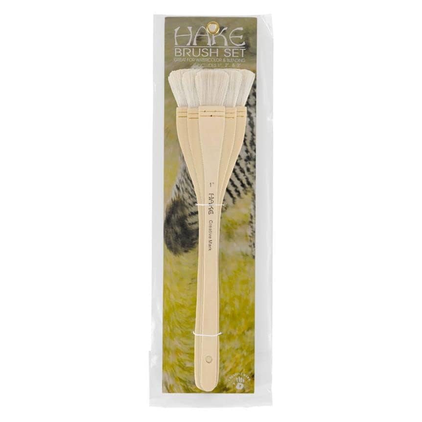 Creative Mark Hake Brush Sets - Hake Brush Set Paintbrush Soft White Hair Stitch-Tied Used for Wash