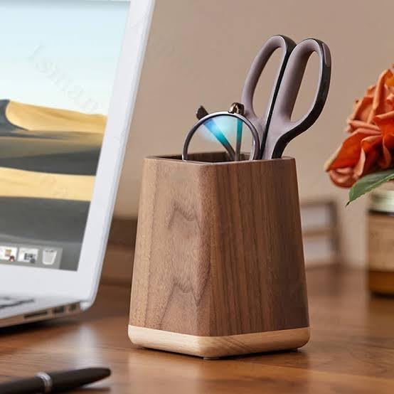 ARTIST INTERNATIONAL Wooden Pen Holder Desktop Stationery Storage Box Large Capacity Office