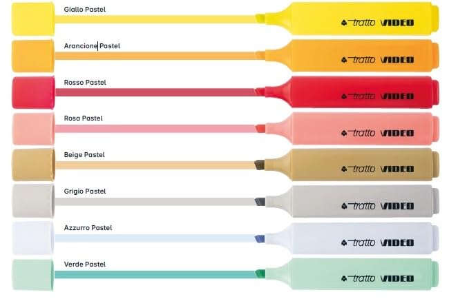 Tratto Video Pastel - Pastel Highlighters - Multicolor - 8 Pack