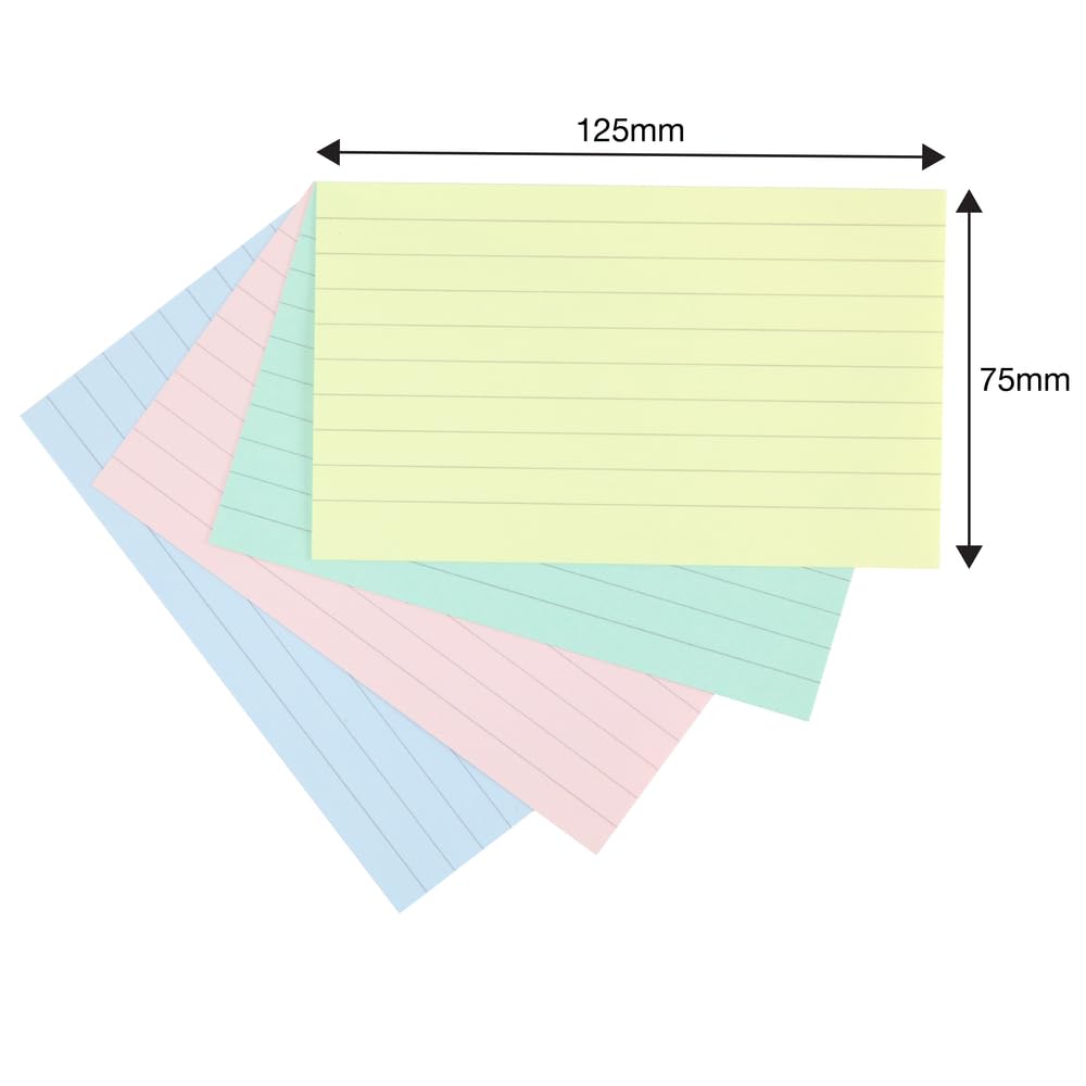 SUMMIT Flash Cards, Lined Revision Cards, Pastel Assorted, 7.5 x 12.5cm, 400 Pack