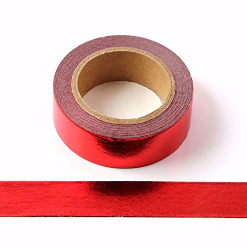 Red Foil Washi Tape Premium Metallic Self-Adhesive Masking Tape for Wall Decor, Crafts