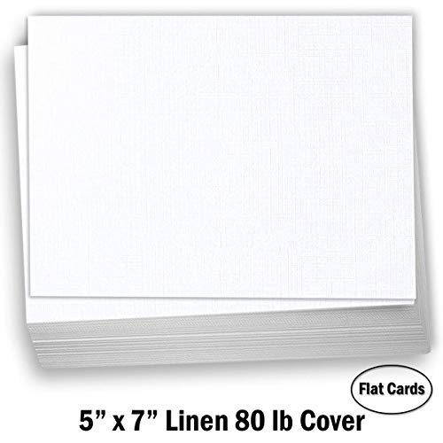 Hamilco White 80lb Cover Heavy 5x7 Linen Index Cards for Crafts (100PK)