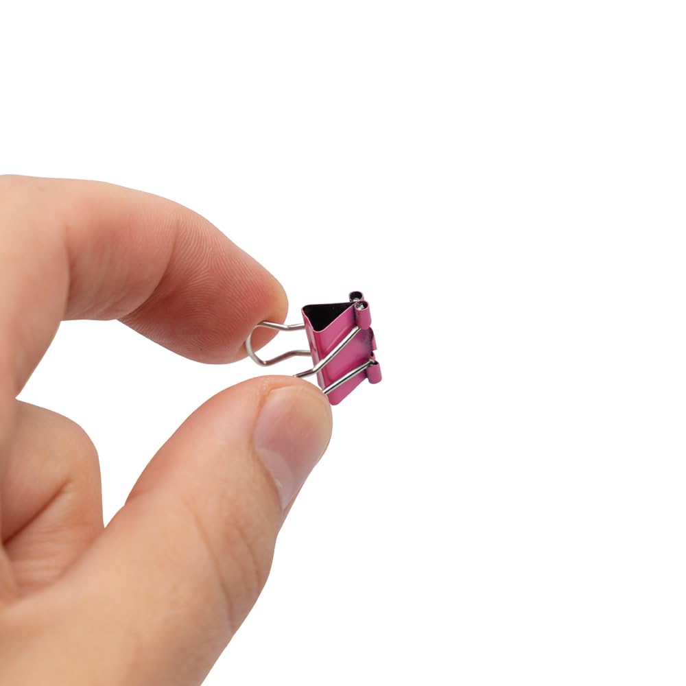 JAM PAPER Colorful Binder Clips - Extra Small - 3/5 Inch (15 mm) - Pink Binderclips - 30/Pack