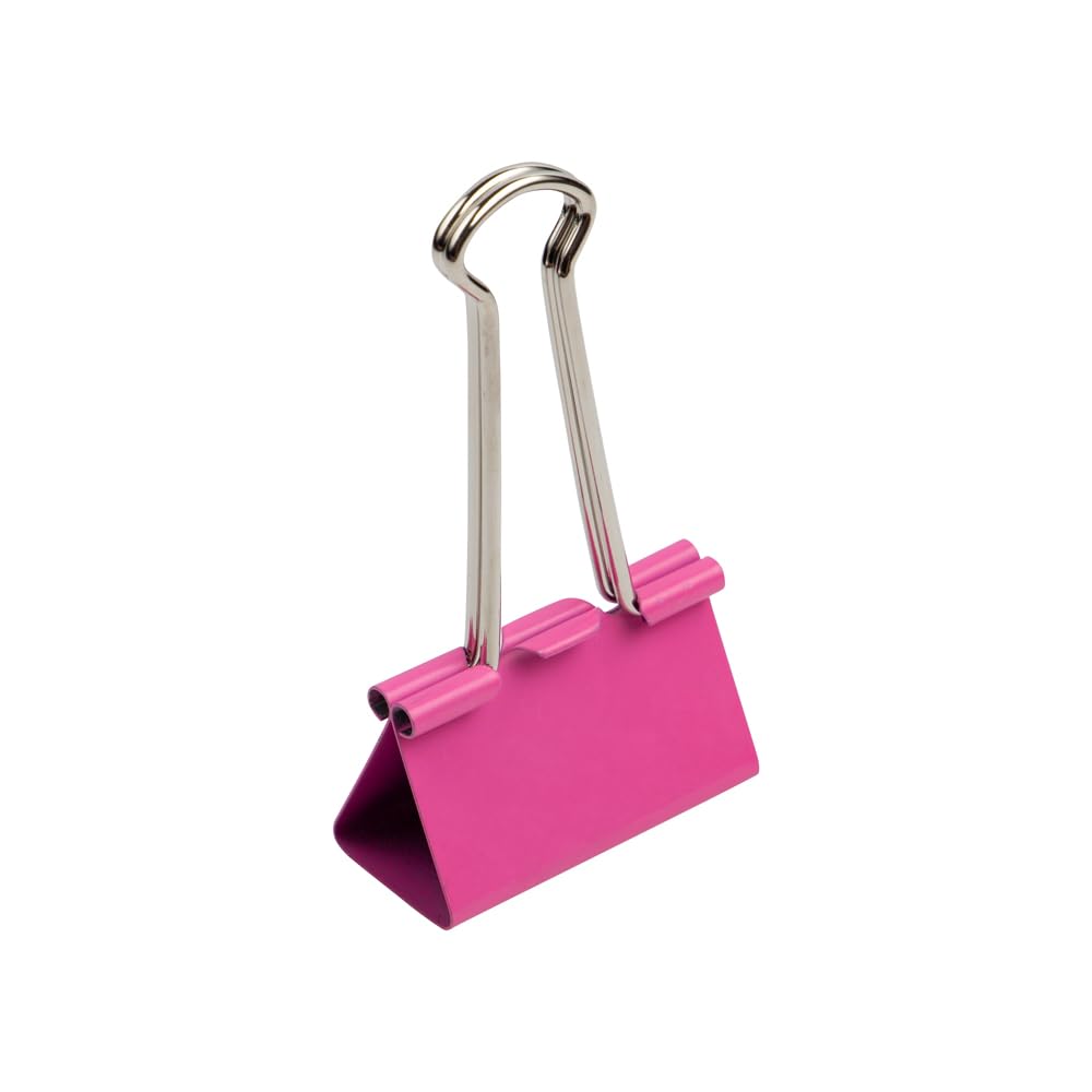 JAM PAPER Colorful Binder Clips - Large - 1 1/2 Inch (41 mm) - Pink Binderclips - 12/Pack
