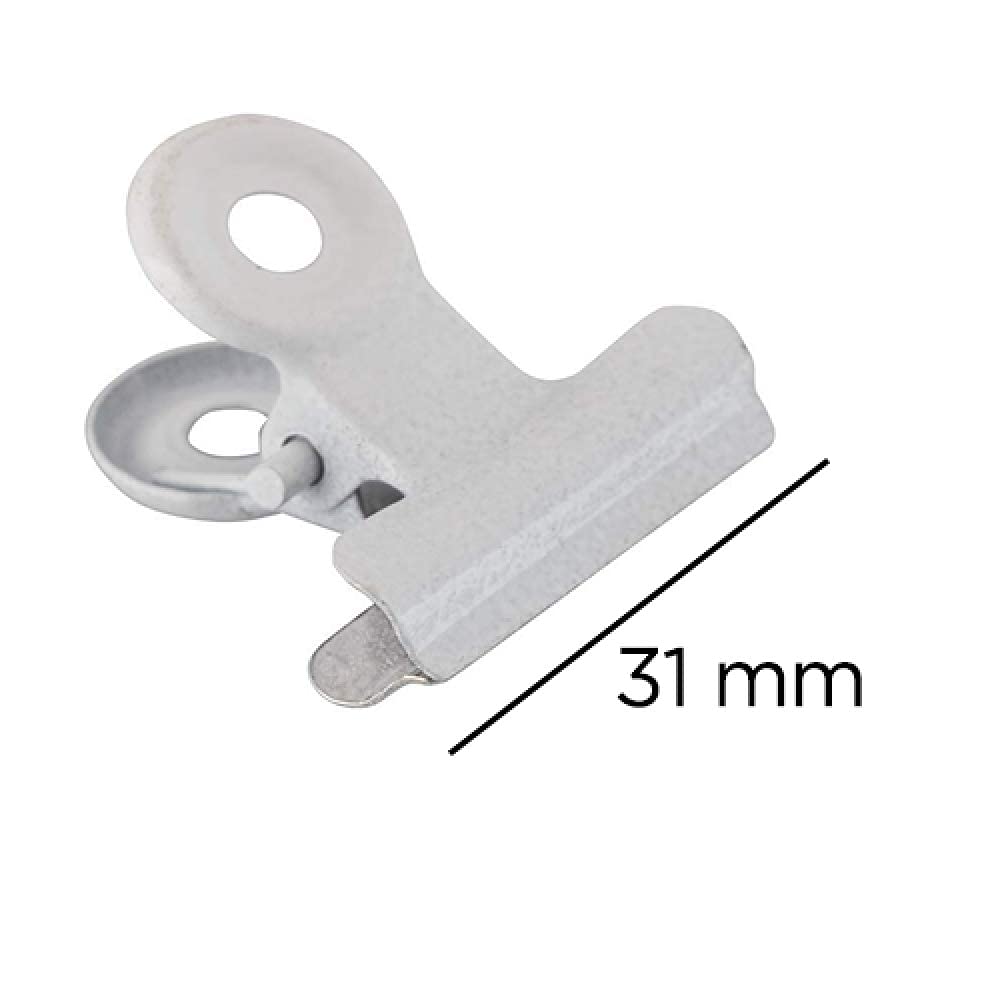 JAM PAPER Metal Bulldog Clips - Medium - 31mm - White - 15/Pack