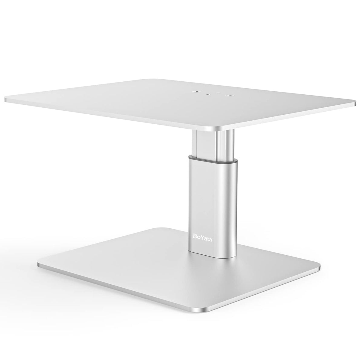 BoYata Monitor Stand, Adjustable Height Metal Desktop Riser, Silver