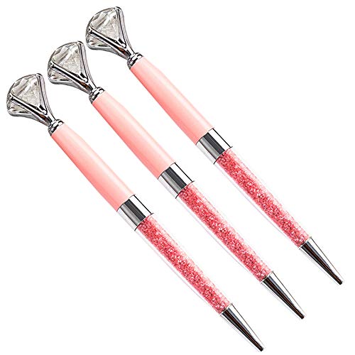 U Scinan 3Pcs Big Diamond Pen Crystal Metal Ballpoint Pens 0.5mm Black Ink Advertising Gif Pen